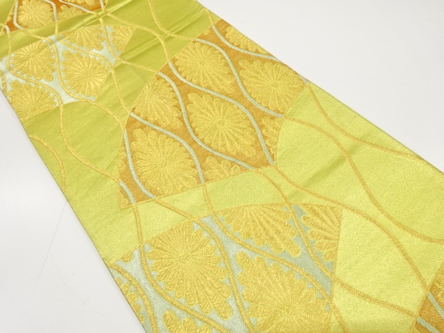 JAPANESE KIMONO / ANTIQUE FUKURO OBI / SILK / WOVEN KIKU